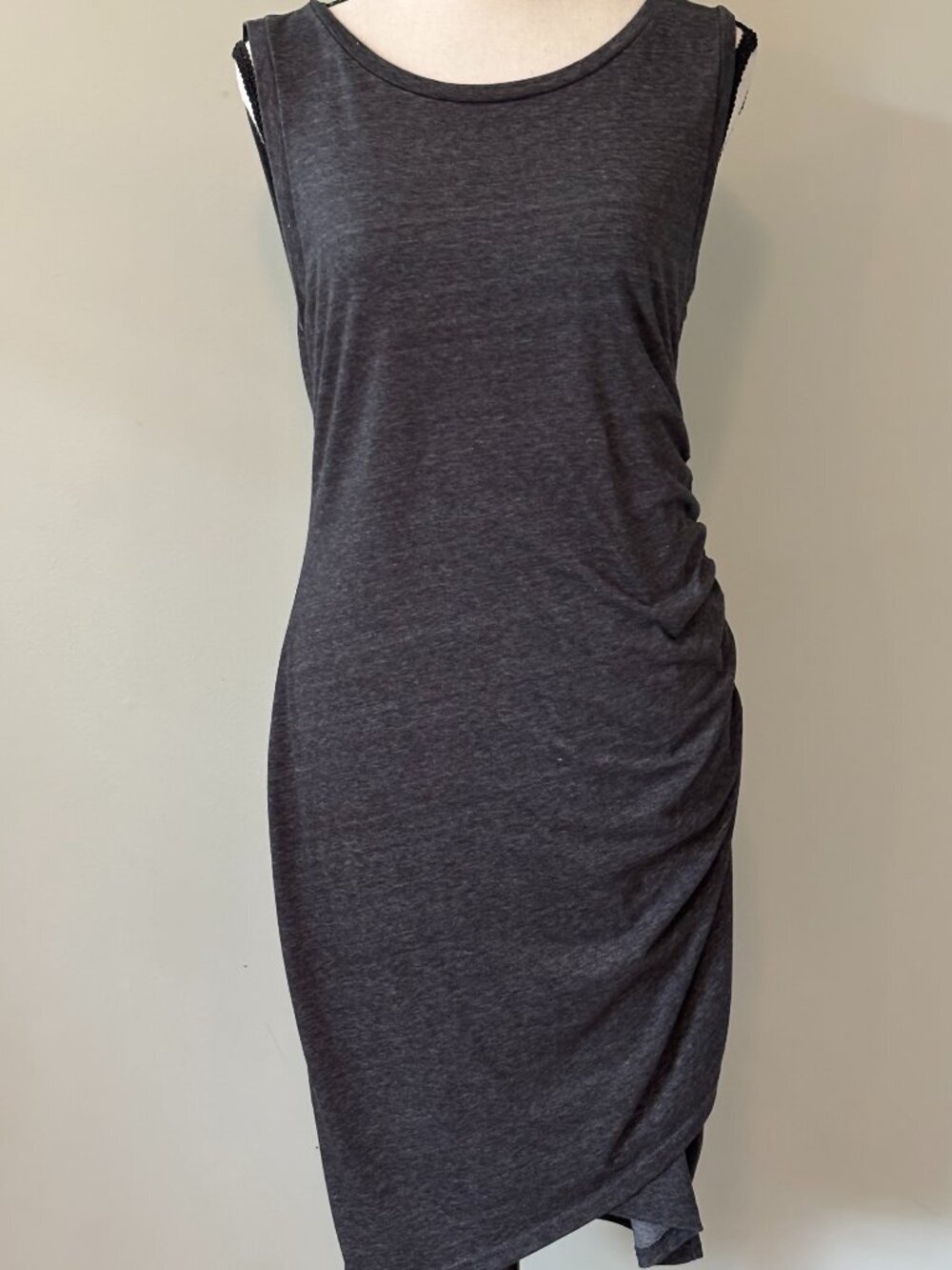 Leith Ruched Bodycon Tank Dress Dark Gray M Like New